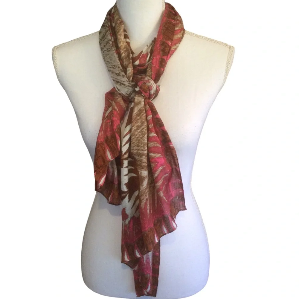 Chico’s Oblong Rayon & Silk Blend Tribal Print Scarf/Wrap
